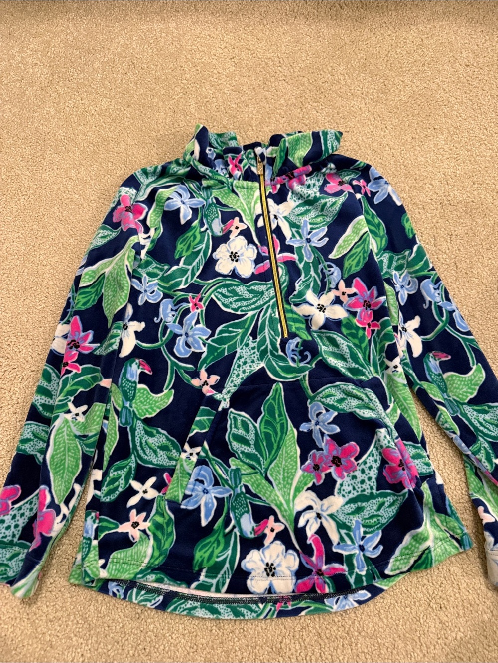 Lilly Pulitzer Navy Floral Half-Zip Pullover